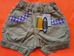 新品‼️タグ付き‼️✳️かぼちゃパンツ■90㎝　紫×ベージュ半ボトムズボン半ズボン