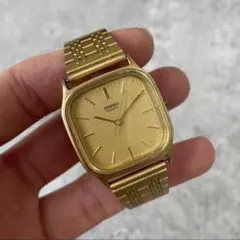【稼働品】SEIKO QUARTZ スクエア ゴールド文字盤 セイコー クォーツ