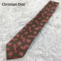 【美品】クリスチャンディオール ブランドネクタイ シルク100% USA製 花柄