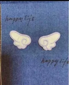 紫　翼翅　天使の羽　刺繍アイロンワッペンシールタイプ