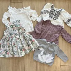 女の子 70 80春服　夏服　5点セット　まとめ売り　ワンピース 長袖　薄手
