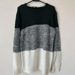 BEAMS HEART ボーダー柄ニットセーター Lサイズ