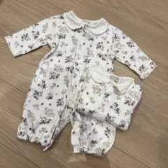 プティマイン 花柄ロンパース・カバーオールセット 50-70cm 双子
