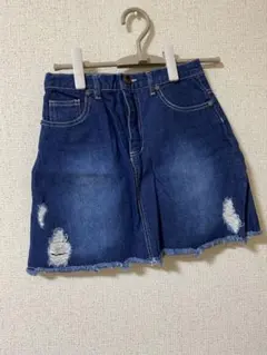 ダメージ加工 ダークブルー デニムミニスカート