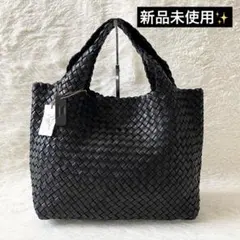 極美品 ヘレンカミンスキー かごバッグ PETANI S ラフィア ロゴ金具 黒