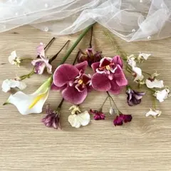 ⌘大人パープル⌘胡蝶蘭とカラーリリィ⌘ヘッドドレス 髪飾り