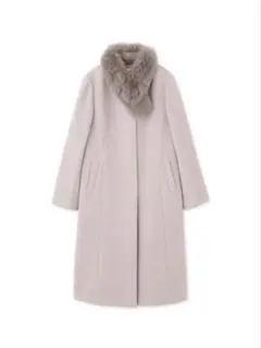 プロポーションボディドレッシング Wモッサファー付きノーカラーフレアコート