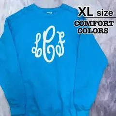 USA古着　コンフォートカラーズ　スウェット　XL　ライトブルー　水色　プリント