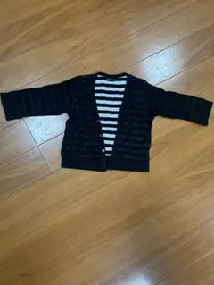 OP.1st カーディガン トップス 長袖 サイズ90 黒と白のストライプ