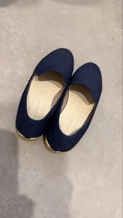 ネイビー スリッポンシューズ コルクソール