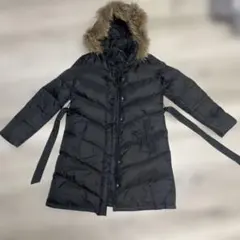 ファー付きフード ロングダウンジャケット ブラック