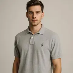 Made in USA ラルフローレン グレー ポロシャツ L