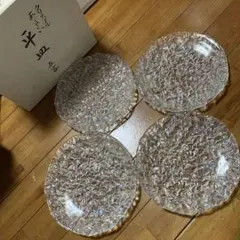 HOYA クリスタル ガラス皿 アジサイ柄 4枚セット 昭和レトロ　平皿のサムネイル