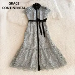 極美品♡グレースコンチネンタル　チュールフラワー刺繍ワンピース リボン　36