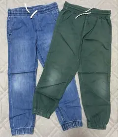 【最終SALE】Ｈ&M キッズ ジョガーパンツ デニムブルー グリーン120cm