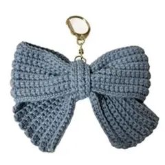 【ブルー】リボンキーホルダー　バックチャーム