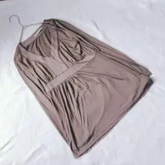 KN0400【ラピスルーチェ】カットソー【F】Vネック タック カーキ レース