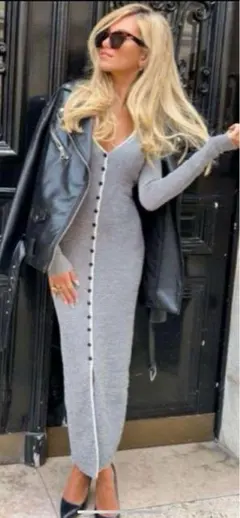 新品未使用ZARAボーダーニットロングワンピース