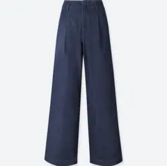 ユニクロ ハイライズワイドパンツ（インディゴ）