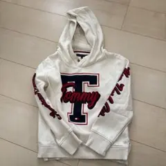 TOMMY HILFIGER フード付きパーカー アイボリー/ネイビー - メルカリ