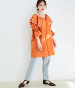タグ付き　VIS 　ビックカラー刺繍チュニックブラウス/ミニワンピースのサムネイル