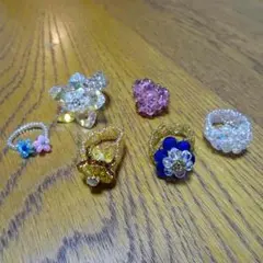 お盆値引きビーズリングの6個セット 指輪