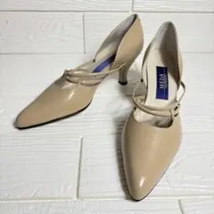 ✨美品✨MEDA ベージュエナメル　ハイヒールポインッテトトゥー24.0cm