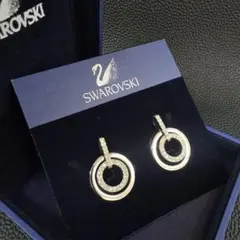 未使用級美品✨スワロフスキー イヤリング 箱付 シルバー 揺れる サークル