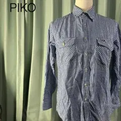 PIKO チェック柄 長袖シャツ ポケット付き カジュアル シンプルのサムネイル