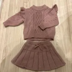 après les cours セーターとスカートセット 90cm ピンク