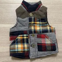 チェック柄 ベビー キッズ　ベスト 80cm