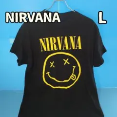 ニルヴァーナ 半袖Tシャツ ブラック スマイルロゴ バンドT 古着【エ242】のサムネイル