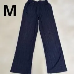 ストレッチデニム風ストレートパンツ M ウエストゴム
