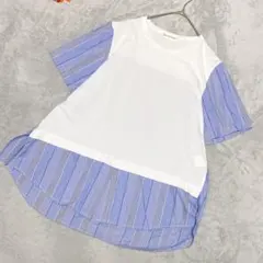 【INED/イネド】異素材ドッキングカットソー ティアード ストライプ 9のサムネイル