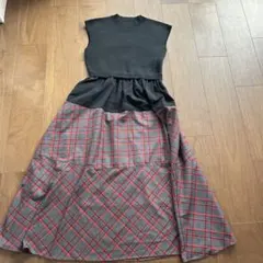 チェスティ♡ノースリーブ ロングワンピース 黒 赤　チェック♡サイズ0 秋ワンピ