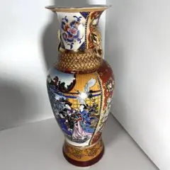 【細い技巧】薩摩焼 白薩摩 金襴手武者絵特大飾り壺 高さ62cm　引取値引きあり 細い技巧】薩摩焼 白薩摩 金襴手武者絵特大飾り壺 高さ62cm 引取値引き