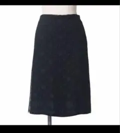 CHANEL スカート 膝丈 花柄 レース ブラック フランス製のサムネイル