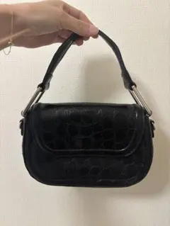 ZARA ブラックレザー ハンドバッグ