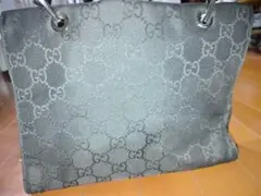 GUCCI グッチ 黒GG柄 ナイロン製バンブートートバッグ ブラック☆値下げ☆