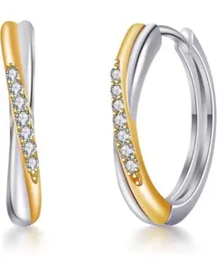 ピアス レディース 人気 最高級ジルコニア ピアス リング ツートンカラー