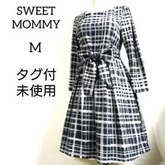 【タグ付未使用】スウィートマミー日本製 チェック柄 ちりめん ワンピース