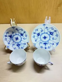 2枚⭐ロイヤルコペンハーゲン ブルーブルーテッド フルレース ソーサー