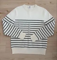 ユニクロ　ウォッシャブルミラノリブクルーネックセーター　ボーダーMサイズ