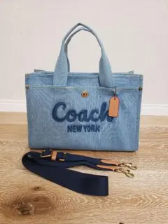 Coach CR657 デニムブルー ショルダーバッグ
