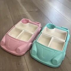 お子様ランチ　車型ピンク＆ブルー　子ども用プレートセット