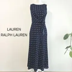LAUREN ラルフローレン ドット ワンピース ロング 水玉 マキシ ネイビー