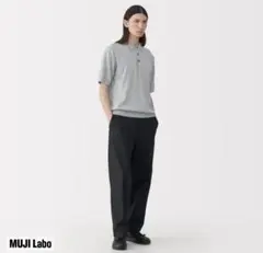 ラスト1点 無印良品MUJI Labo コットンハイゲージニットポロ紳士Lグレー