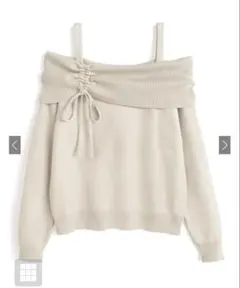 GRLドロストリボンオフショルダーニットトップス アイボリー