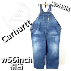 カーハートデニムオーバーオール大ペインターパンツロゴ極太レアw56アメリカ古着