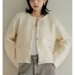 Re:EDIT ニットゴールドボタンショートコート